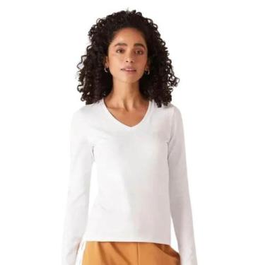 Imagem de Camiseta Manga Longa Malwee 1000026292 Branca, Branco, G