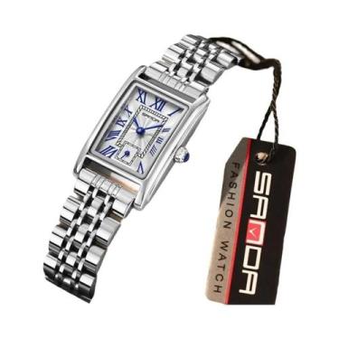 Imagem de Relógio De Quartzo De Couro Feminino Elegante Com Mostrador Retangular