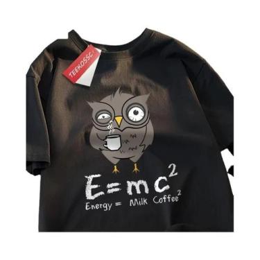 Imagem de Camiseta Masculina Oversize De Algodão Com Estampa De Café E Leite, Es