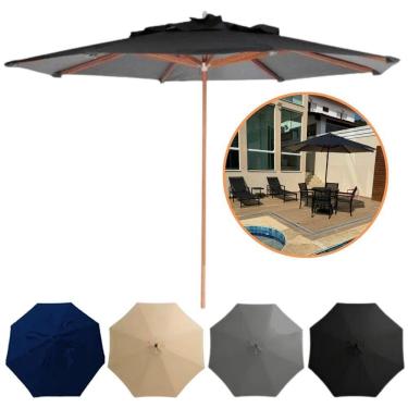 Imagem de Guarda Sol Ombrelone Madeira 3m Com Proteção Uv Para Piscina Jardim Preto