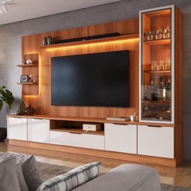 Imagem de Estante Home Noble 270cm para TV até 75 com Cristaleira, Torre com LED