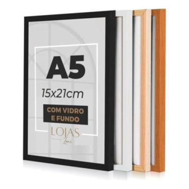 Imagem de Kit 3 Molduras A5 15x21cm Com Vidro Fotografia Poster Imagem - Preto -