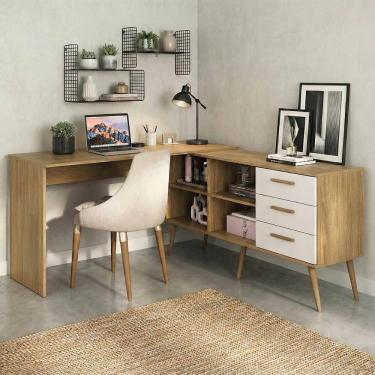 Imagem de Mesa de Escritório em L com 3 Gavetas Porto Multimóveis MP6046