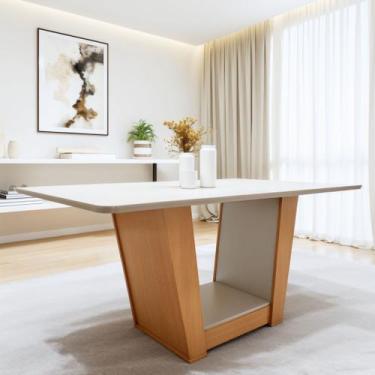 Imagem de Mesa de Jantar Retangular 6 Lugares 170cm Tampo MDF Apogeu - Móveis Lo
