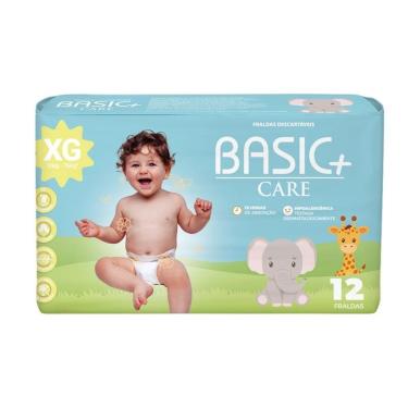 Imagem de Fralda Descartável 12 Unidades XG Basic+ Care 10h de Proteção