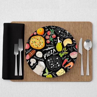 Imagem de Capa De Sousplat Estampado Com Guardanapos Mesa Posta Jogo Americano 06 Lugares Pizza P...