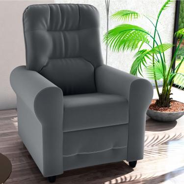 Imagem de Poltrona Reclinável Thalia Para Descanso Veludo Cinza CasaH