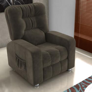 Imagem de Poltrona Reclinável Hull Veludo Maserati Encosto Fibra Siliconada Marrom CasaH