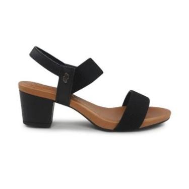 Imagem de Sandália Usaflex Feminina Elástico Salto Bloco Elástico Conf - Preto - 33-Feminino