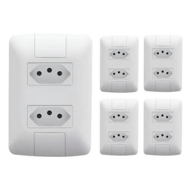 Imagem de Kit 5 Conjunto Tomada Dupla 20a 2pt 250v Tramontina Aria 572 - Congrat