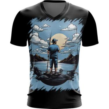 Imagem de Camiseta Gola V Pesca Esportiva Peixes Azul Paz 7 - Kasubeck Store®, I