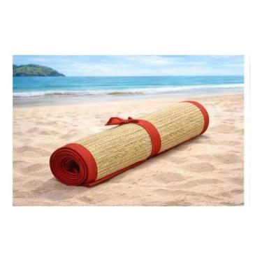 Imagem de Esteira De Praia Palha 100x60cm Com Borda Colorida- Viagem - TINGS, Ve
