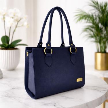 Imagem de Bolsa Estruturada Direto De Fábrica Topgrife Atacado Couro Cor Azul Marinho Tamanho único