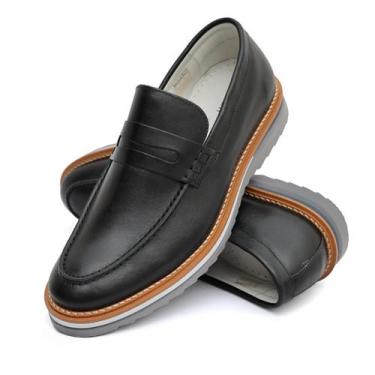 Imagem de Sapato Mocassim Loafer Couro Legítimo Mr Light Artesanal, Preto, 42