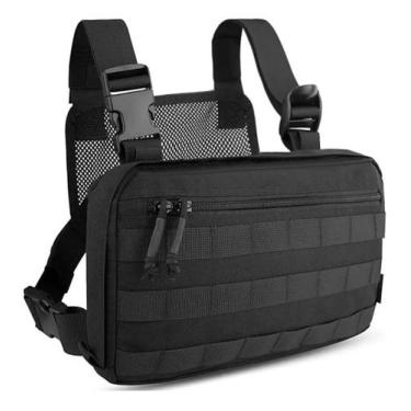 Imagem de Bolsa Peito Mochila Frontal Pochete Multiuso Motoboy Preta - MyBag
