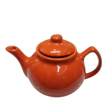 Imagem de Bule De Chá (liso) 700ml Cerâmica, laranja com bolinha branca