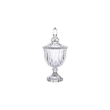 Imagem de Potiche Decorativo c/Tampa Melina em Vidro Transparente 24,5cm - Hausk