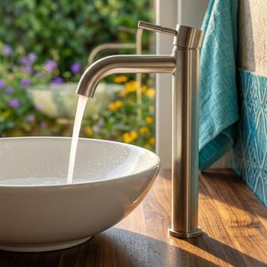 Imagem de Torneira Lopazzi Alta 30cm Para Banheiro Lavabo Cuba Sobrepor Inox 304