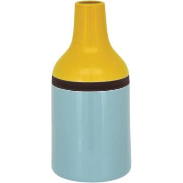 Imagem de Garrafa Johnny Home&Co 31x15x15cm Cerâmica Azul Decoração para Casa Sa