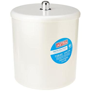 Imagem de Cesto Multiuso com Tampa Diam 20 x 25 cm , Puxador Cromado , Astra, Perolado