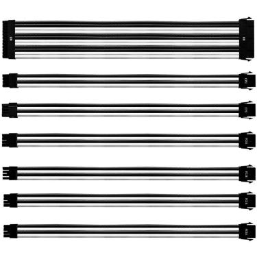 Imagem de Kit de Extensão de Cabo Sleeved- Preto e Branco - Cooler Master CMA-NEST16WTBK1-GL