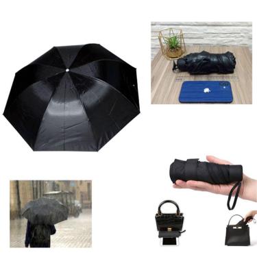 Imagem de Mini Guarda Chuva Sombrinha Compacto 7 Varetas Cabe no Bolso - Proteção UV Sol e Chuva