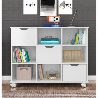 Imagem de Nicho Organizador 108 x 83 cms com 3 Gavetas e Rodízios Qmovi Branco