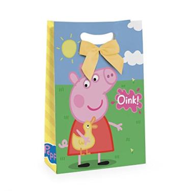 Imagem de Caixa Para Presente Flex Cromus Embalagens na Estampa Peppa Pig com Fechamento em Cetim 26x11x40 cm com 10 Unidades