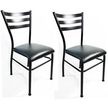 Imagem de Kit 2 Cadeiras De Cozinha Com Reforço Preta Assento Preto - Poltronas