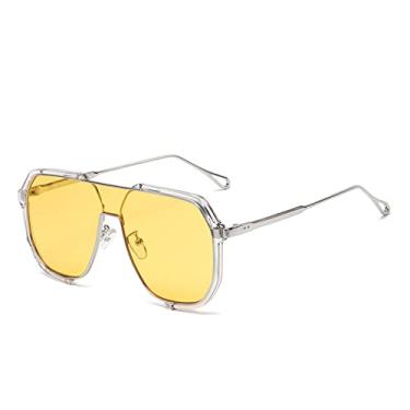 Imagem de Óculos de sol poligonais de armação grande de feixe duplo fashion óculos de sol de forma côncava moda óculos de luz anti-azul, 6, tamanho único