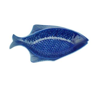 Imagem de Travessa Cerâmica Peixe Ocean Azul 37X20cm - Bon Gourmet