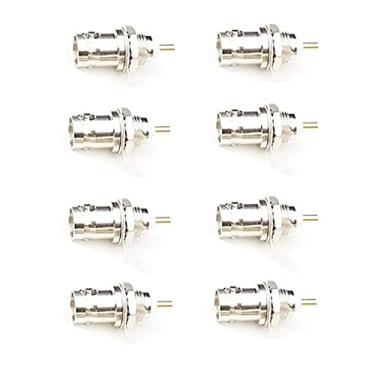 Imagem de bnafes 8 pacotes BNC soquete de montagem de painel de chassi fêmea conector adaptador de conectores tipo solda