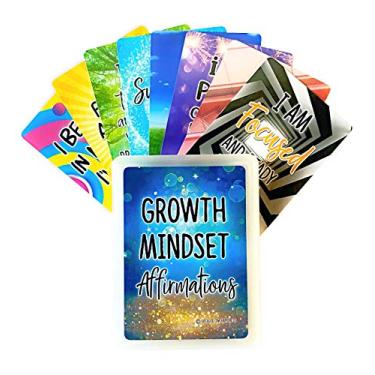 Imagem de Growth Mindset Positive Affirmation Cards, 54 Affirmations, 150+ Inspiring Questions, Glossy Coated Cards with Storage Box, Meaningful Gift, Loved by Teachers, Therapists and Parents