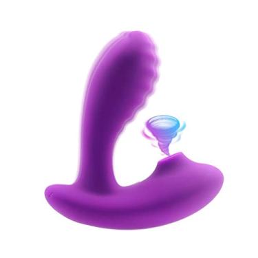 Imagem de Vibrador Feminino Dupla Estimulação Para Sucção Clitóris Com Controle Remoto Ponto G Brinquedo Sexual Erótico Zatla (Roxo)
