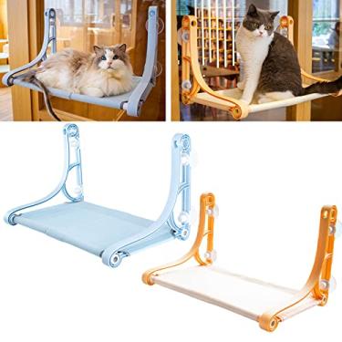 Imagem de Myweyde Rede sem fio para janelas de gatos, 2Pcs banco de janela de gatos para gatos de interior, Perca de gatos de janela Grandes gatos pesados para ver e dormir (Blue + Orange)