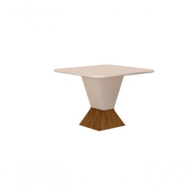 Imagem de Mesa De Jantar 4 Lugares 90m Mdf/vidro Freijó/Off White