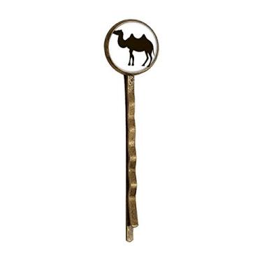 Imagem de Bobby Pin de cabelo preto com desenho de animal retrô de camelo fofo