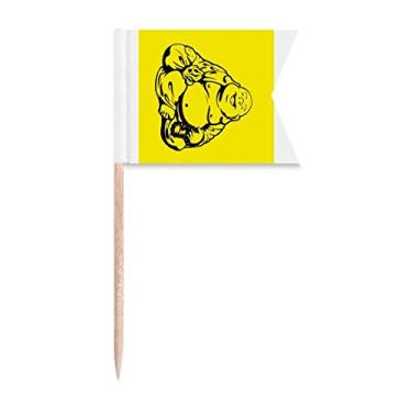 Imagem de Barefoot Daisen Monk Fat Blessing Mellow bandeiras de palito de dente marcando para festa bolo comida prato de queijo