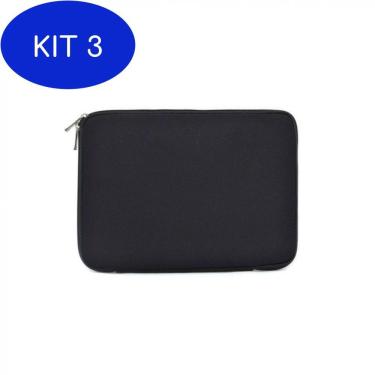 Imagem de Kit 3 Capa Case 13,3 Reliza Neoprene Notebook Preta Slim