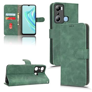 Imagem de Capas de telefone Business Skin Feel compatíveis com Infinix Hot 20i Hot 20 i Capa de couro slots para cartão clipe carteira capa de telefone à prova de choque (verde, Infinix Hot 20i)