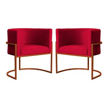 Imagem de Kit 02 Poltrona Luana Base Bronze Para Sala Veludo Cores - DS Estofados