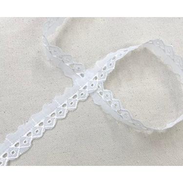 Imagem de AMORNPHAN 15 jardas 0,75 polegadas de largura branco algodão ilhós fita acabamento de renda tecido bordado floral costura artesanato vestido toalha de mesa cobertores travesseiro DIY decorações