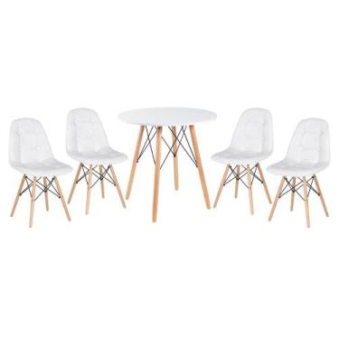 Imagem de Kit - Mesa Eiffel Design Pé Palito 80 Cm + 4 Cadeiras Eames Botonê - M