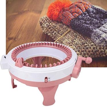 Imagem de Máquina de tricô, de plástico, 48 agulhas, estilo "faça você mesmo", máquina de costura de tricô à mão, tecelagem inteligente, tear redondo, tamanho grande, kit de tear giratório, pode tecer cachecóis, meias para adultos e crianças