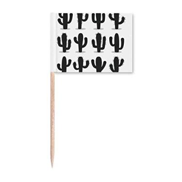 Imagem de Estampa de suculentas de planta com contorno de cacto, bandeiras de palito de dente, enfeite de festa