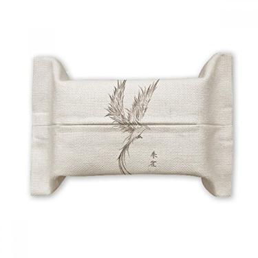 Imagem de Rosefinch Sketch Fuying Painting Bird Fushicho Suporte de capa de papel para lenços faciais Bolsa de linho de algodão