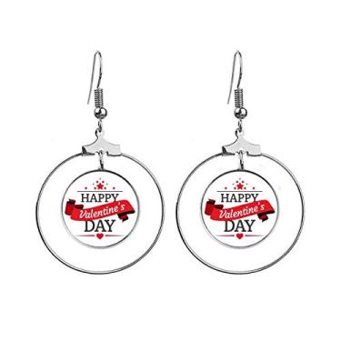 Imagem de Brincos vermelhos e pretos para o Dia dos Namorados com argola pendente