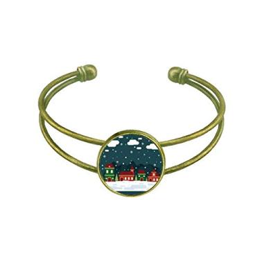 Imagem de Bracelete retrô com floco de neve em casa na árvore da nuvem com pulseira aberta