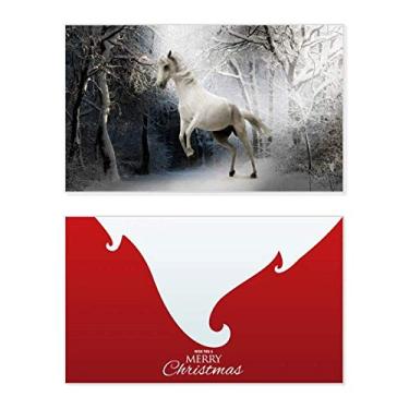 Imagem de White Horse Science Nature Scenery Holiday Merry Christmas Parabéns Card Christmas Letter Message