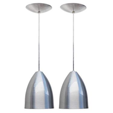 Imagem de Combo Kit com 2 Pendentes Soft Cone Escovado Luminária Alumínio Lustre 18Cm Sala